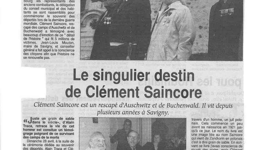 Article de journal sur Clément Saincore