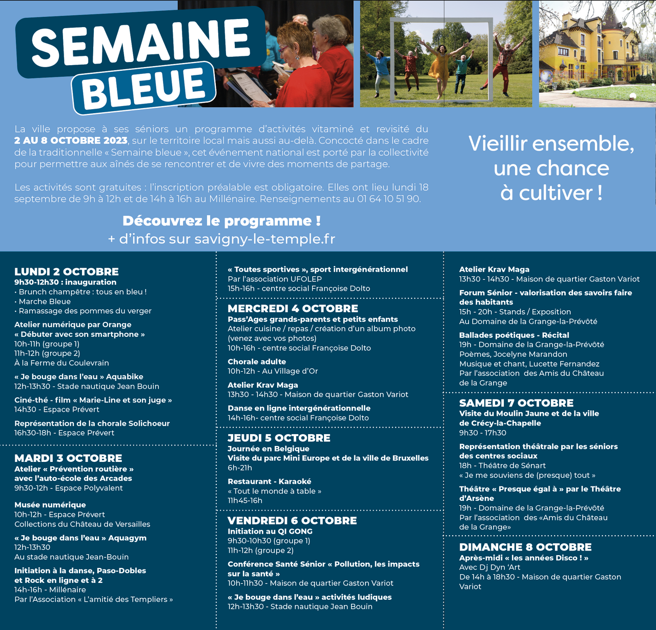 Programme de la semaine bleue du 2 au 8 octobre 2023