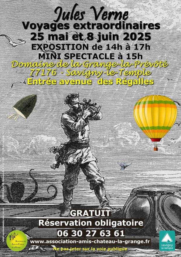 Affiche de l'exposition Jules Verne voyages extraordinaires du 25 mai et 8 juin 2025