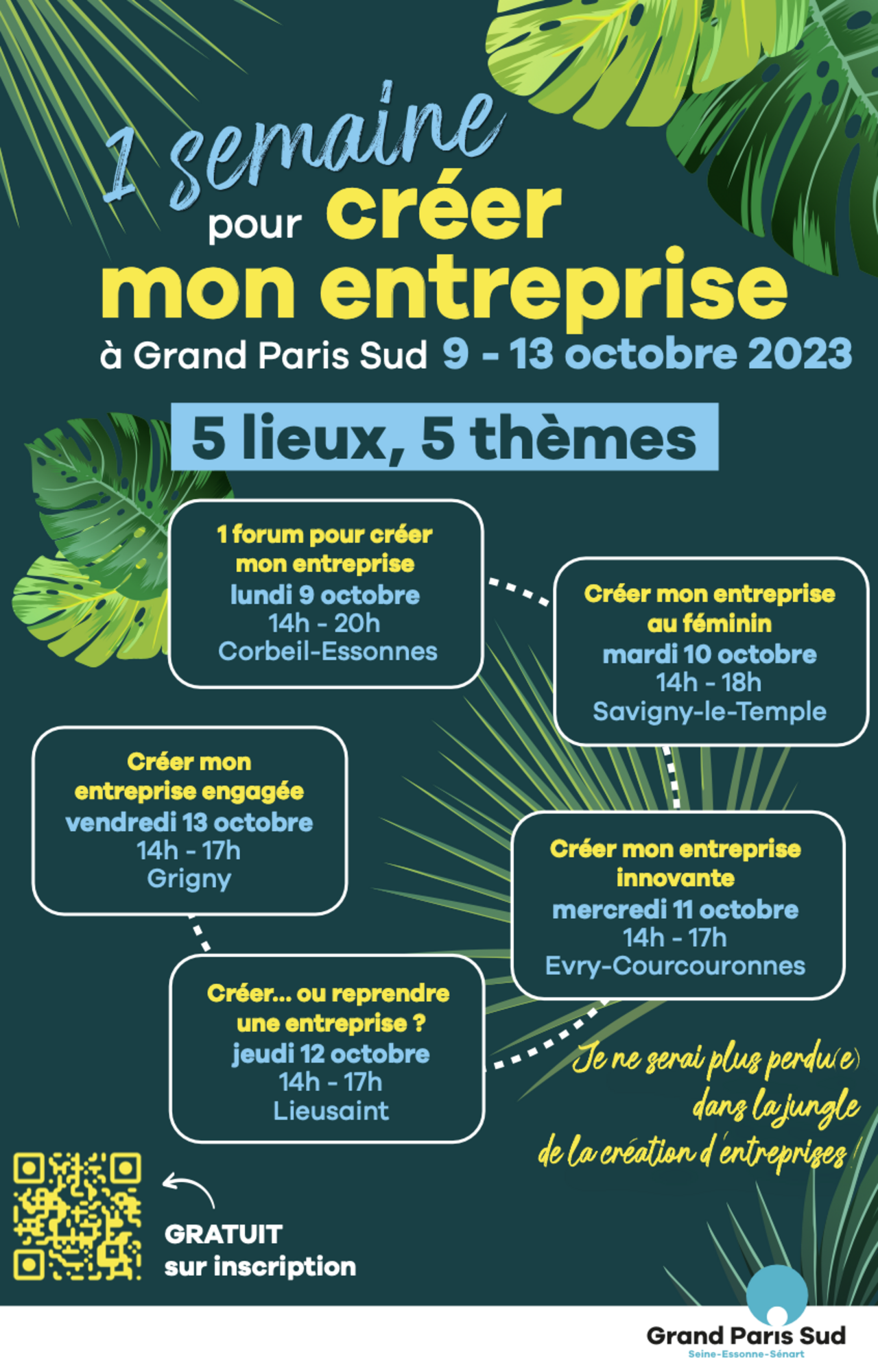 Affiche forum de l'entreprenariat du 9 au 13 octobre 2023