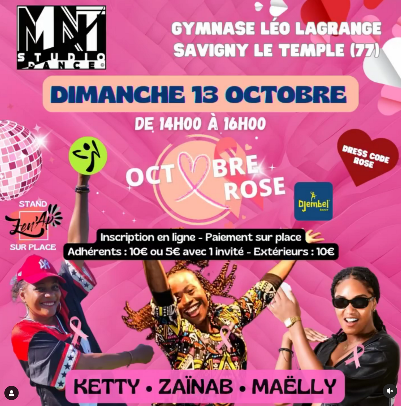 Affiche pour octobre rose de l'association MNT le 13 octobre 2024