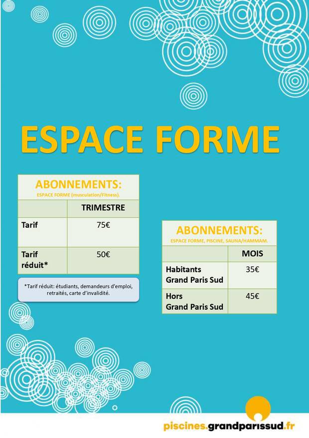 Tarifs abonnement espace forme au complexe sportif Jean Bouin