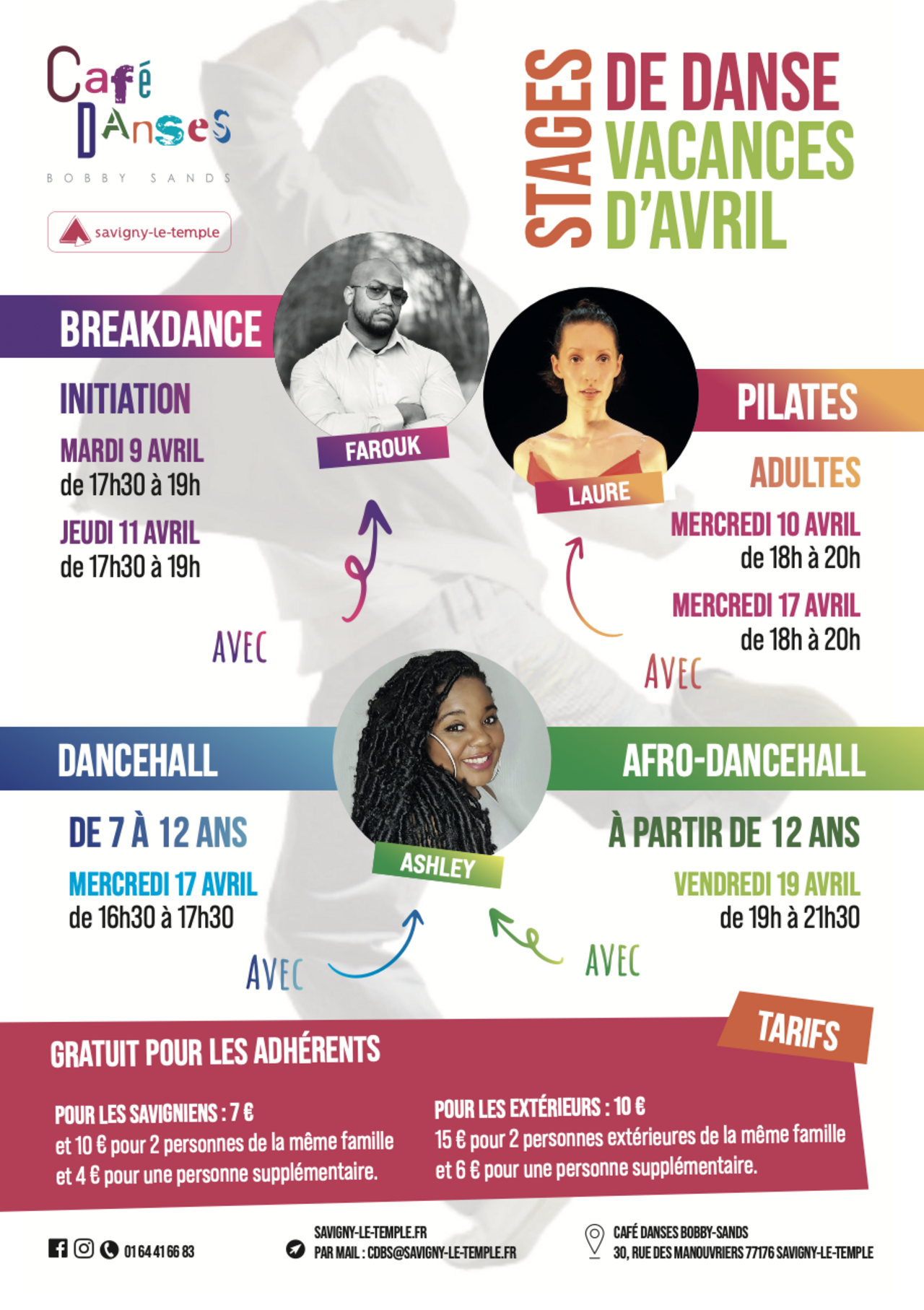 Affiche de stages de danses au café danses Bobby Sands