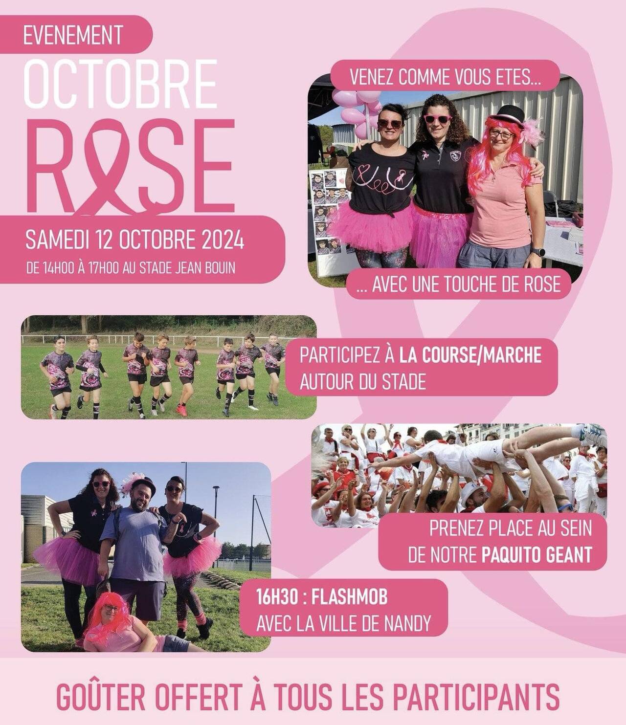 Affiche pour la course pour octobre rose du 12 octobre 2024