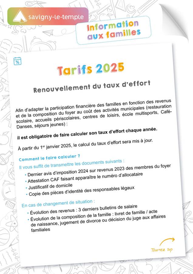 Information pour calculer le taux d'effort