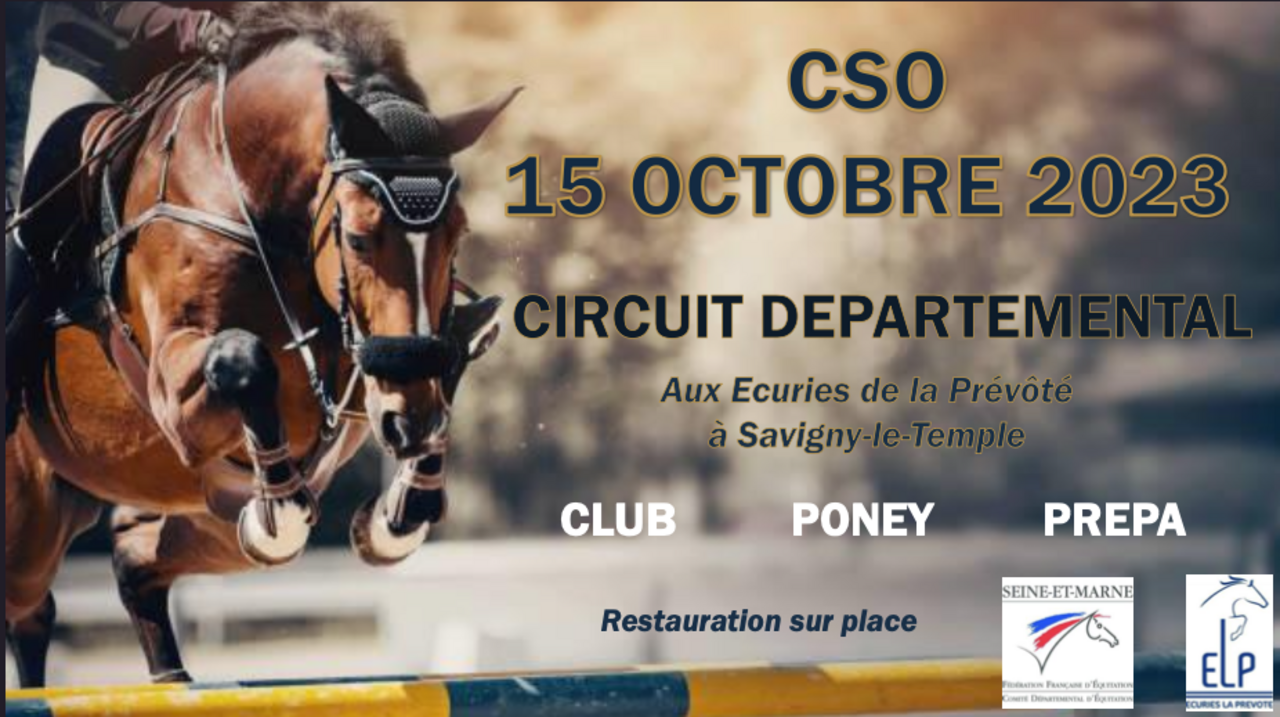 Affiche de la compétition circuit départemental aux écuries de la Prévôté du 15 octobre 2023
