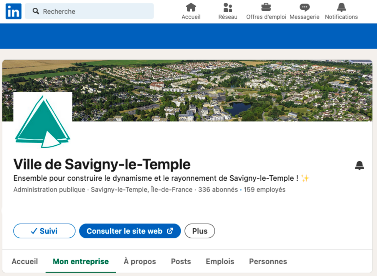 Capture d'écran du linkedin de Savigny-le-Temple