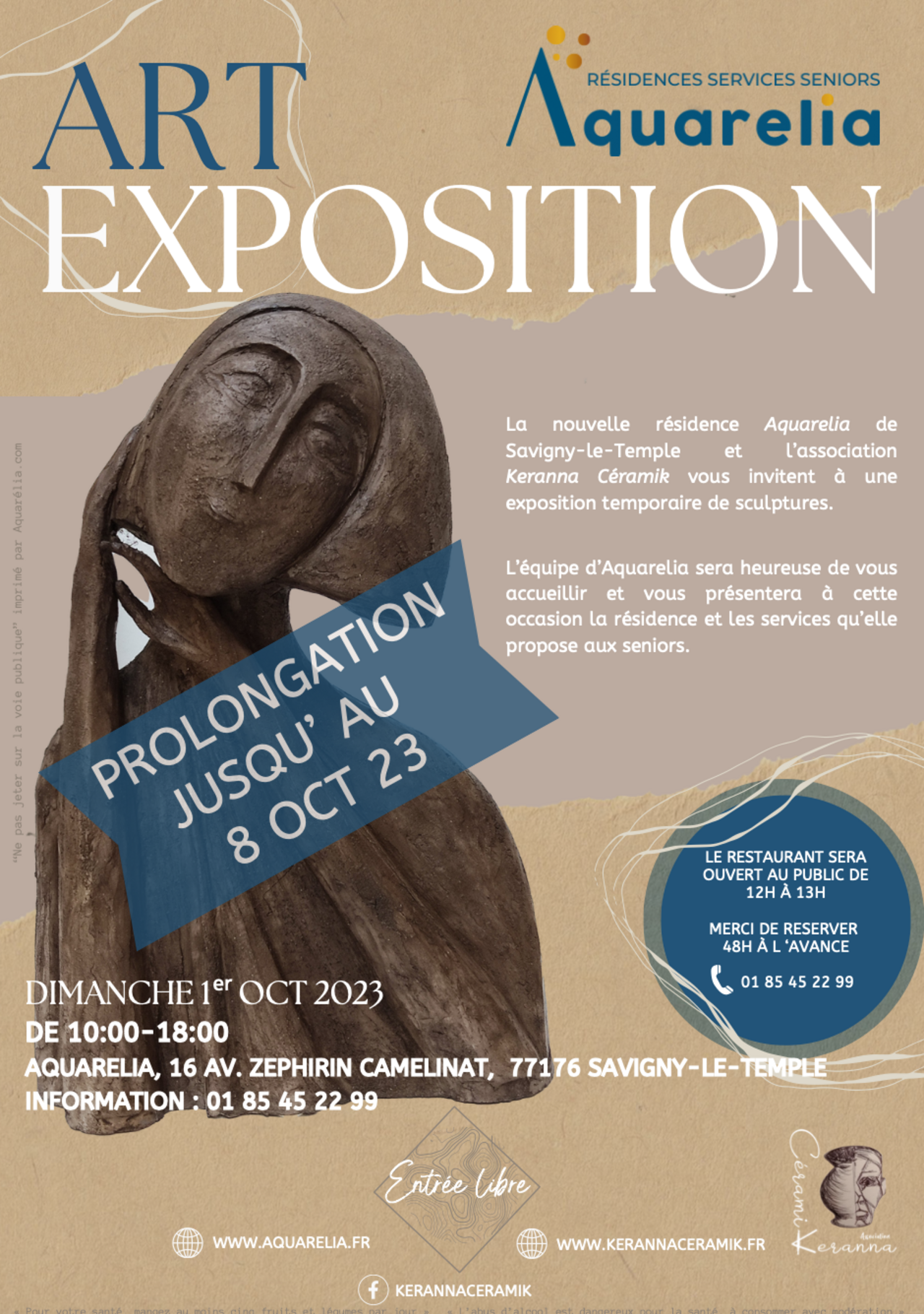 Affiche exposition de sculptures jusqu'au 8 octobre 2023