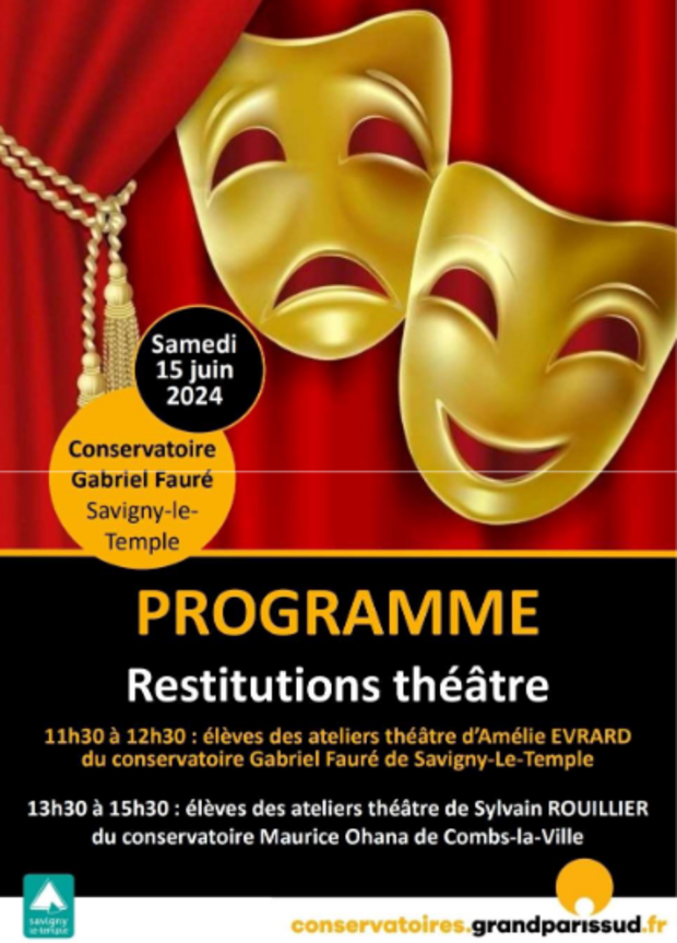 Affiche pour la restitution théâtre du 15 juin 2024