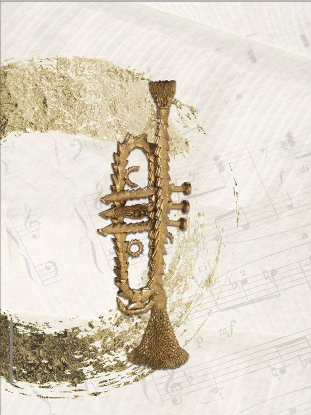 Photo d'une trompette en origami