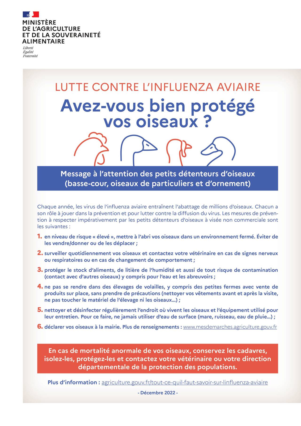 Affiche information pour la grippe aviaire
