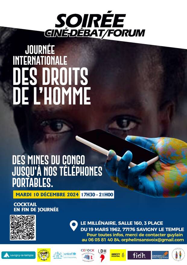 Affiche soirée des droits de l'homme du 10 décembre 2024