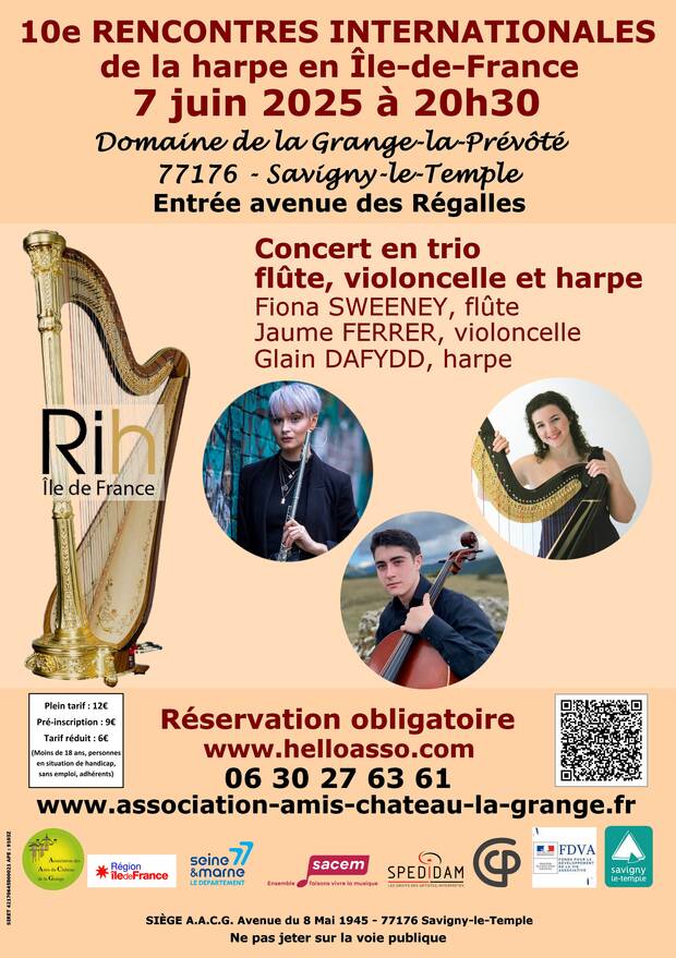 Affiche de la 10e rencontre internationale de la harpe au domaine de la Grange le 7 juin 2025à 20h30