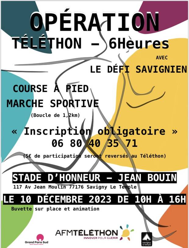 Affiche téléthon défi savignien du 10 décembre 2023