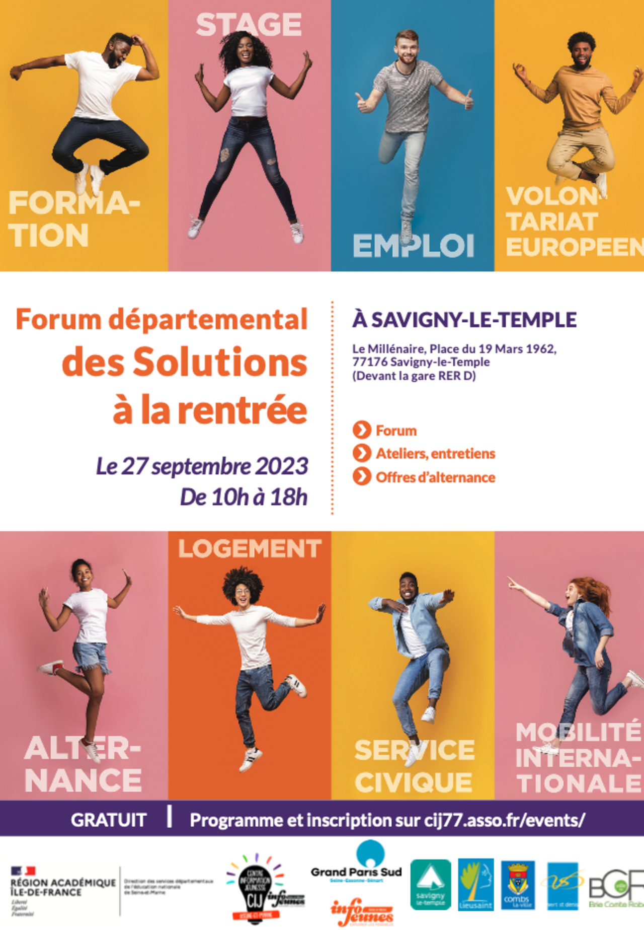 Affiche du forum départemental des solutions à la rentrée le 27 septembre 2023