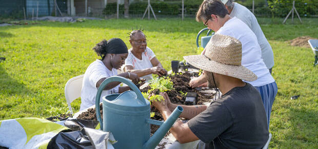 Photo de personnes faisant du jardinage