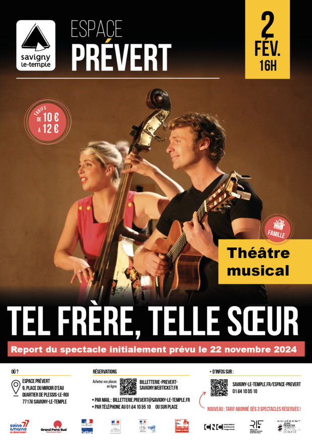 Affiche du spectacle tel frère tel soeur du 2 février 2025