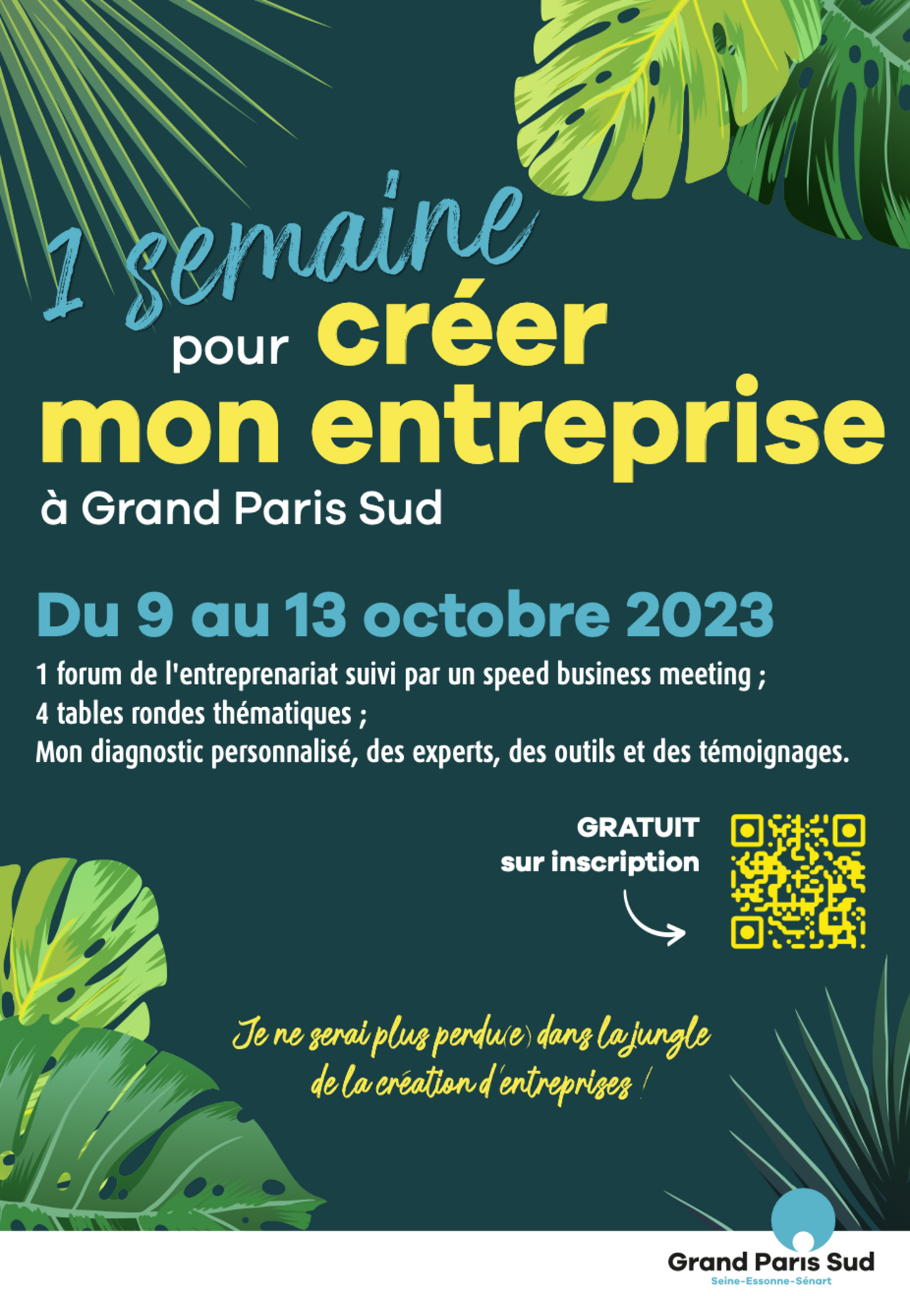 Affiche forum de l'entreprenariat du 9 au 13 octobre 2023