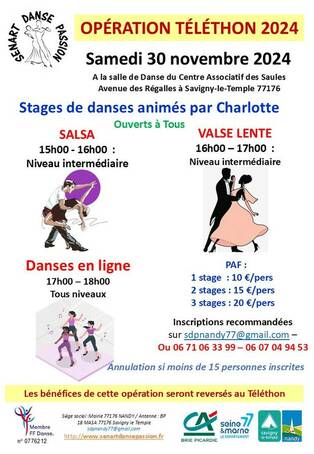 Stage de danse pour le téléthon par Sénart danse passion