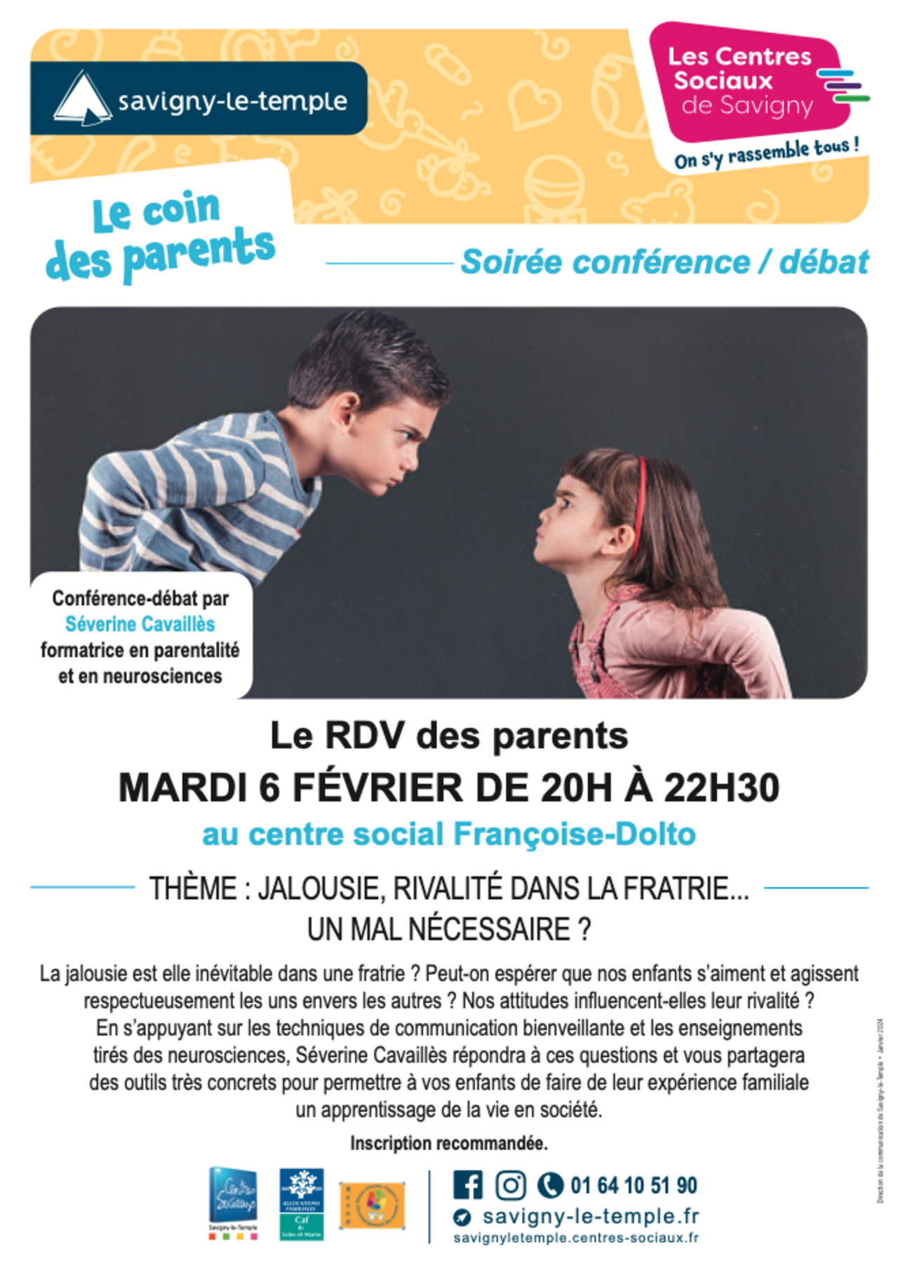 Affiche pour les rendez-vous des parents 6 février 2024