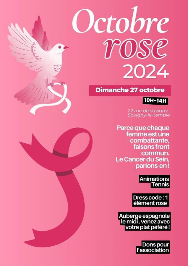 Affiche octobre rose animations ASPS tennis du 27 octobre 2024