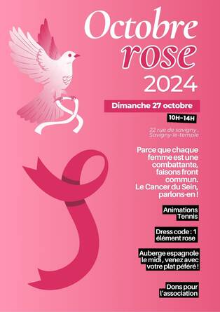 Affiche octobre rose animations ASPS tennis du 27 octobre 2024