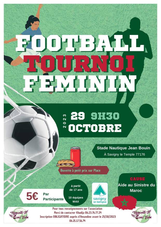 Affiche tournoi de football féminin le 29 octobre 2023