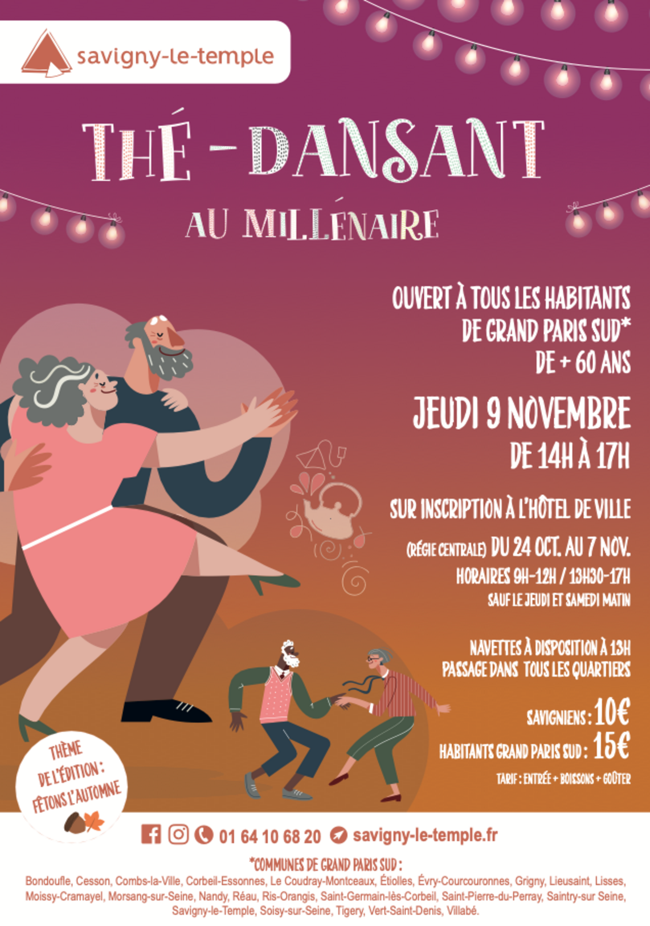 Affiche thé dansant au Millénaire le 9 novembre 2023