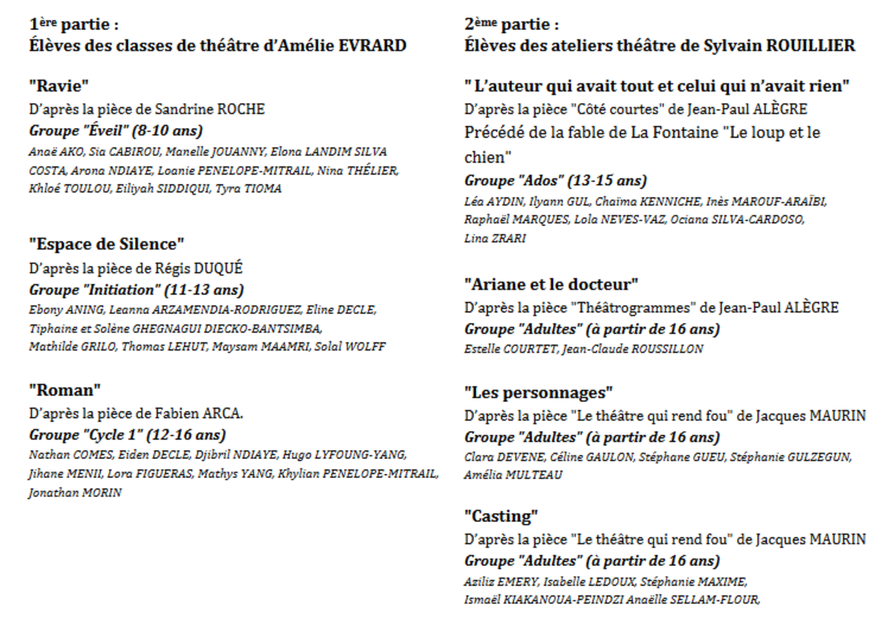 Programme de la réstitution théâtre
