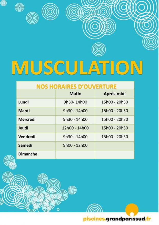 Horaire de musculation de l'espace forme au complexe sportif Jean Bouin