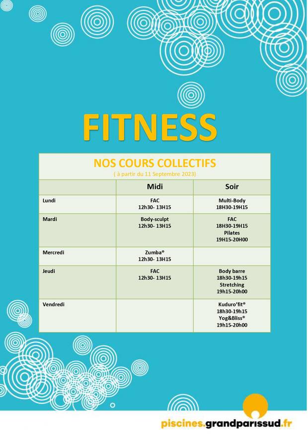 Horaire de fitness de l'espace forme au complexe sportif Jean Bouin