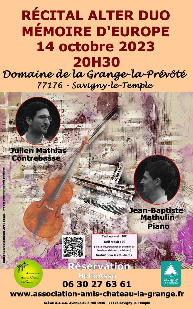 Affiche pour le récital alter duo du 14 octobre 2023