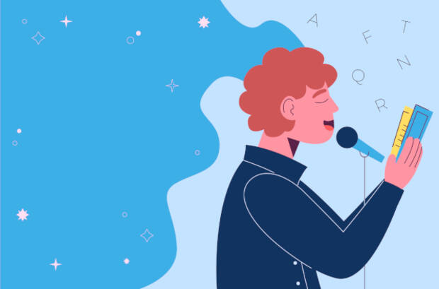 Illustration d'une personne qui parle au micro