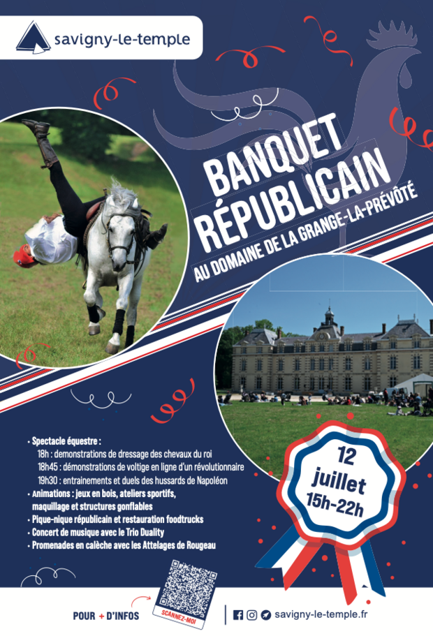 Affiche pour le banquet républicain au domaine le 12 juillet 2024