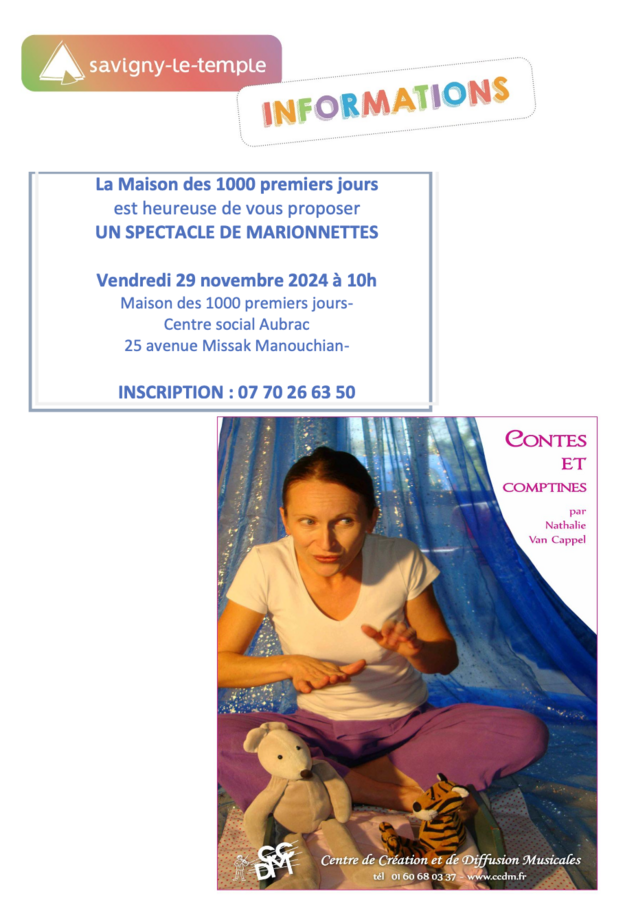 Affiche pour le sepctacle de marionnettes du 29 novembre 2024