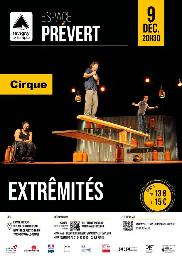 Affiche du spectacle Extrêmités du 9 décembre à l'espace Prévert