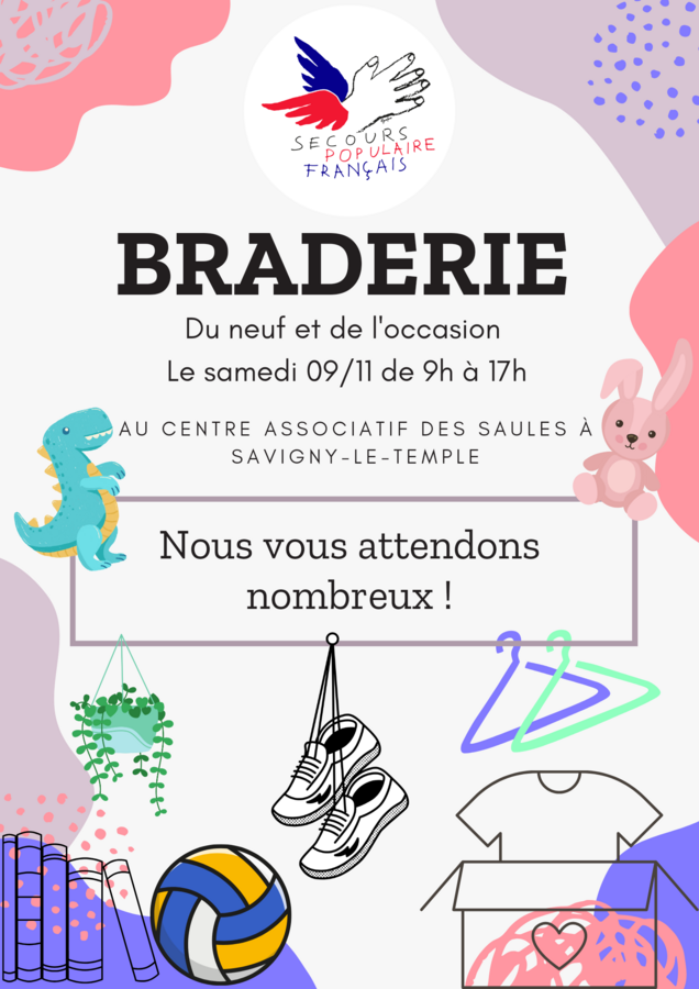 Affiche de la braderie du secours populaire