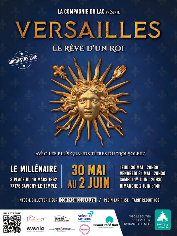 Affiche du spectacle de Versailles par la compagnie du lac du 30 mai au 2 juin 2024