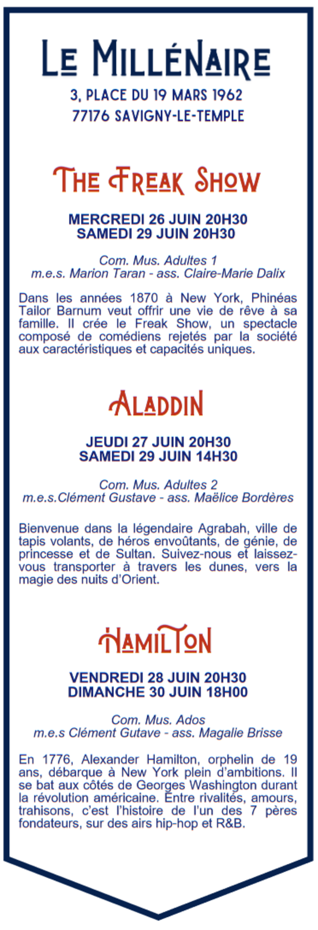 Affiche du programme du spectacle du damier