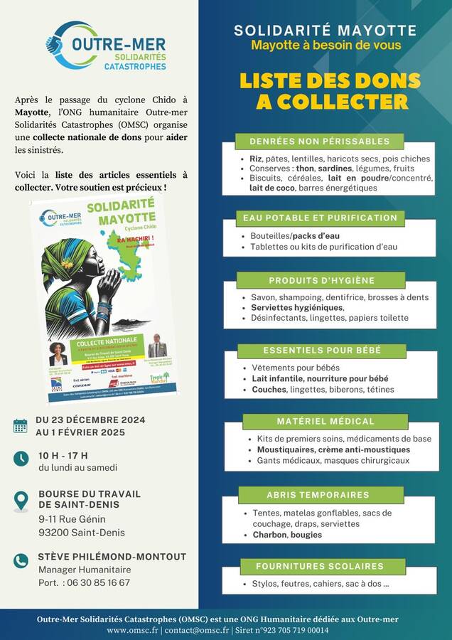 Affiche appel aux dons pour Mayotte