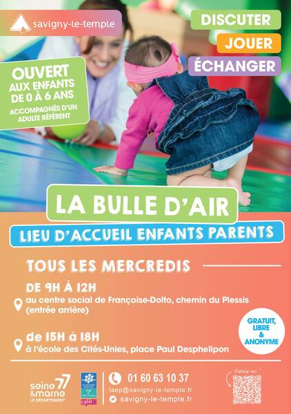 Affiche de la bulle d'air lieu d'accueil enfants parents