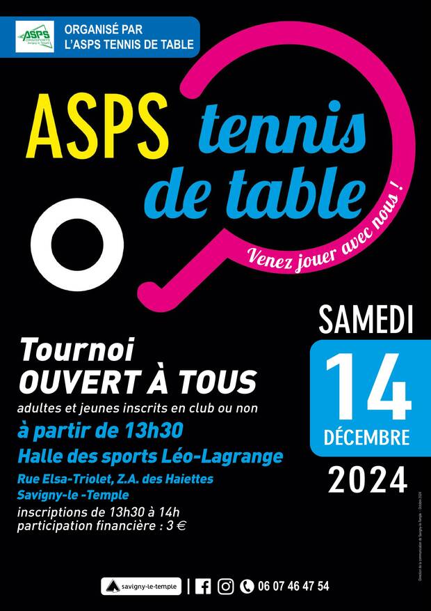 Affiche du tournoi de tennis de table