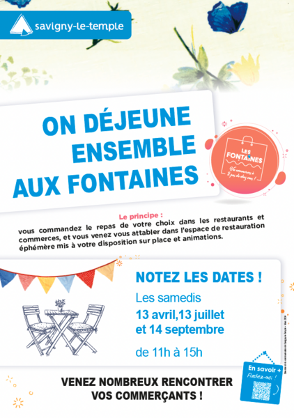 Affiche de on déjeune ensemble aux fontaines le 13 avril, 13 juillet et 14 septembre 2024