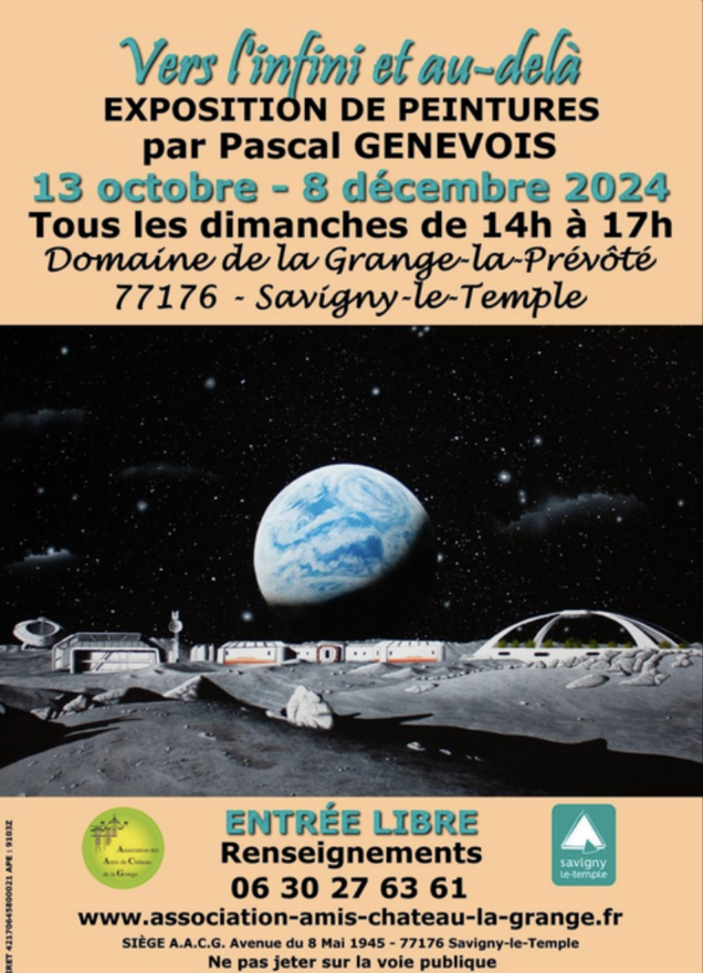 Affiche de l'exposition "vers l'infini et au-delà par Pascal Genevois du 13 octobre au 8 décembre 2024