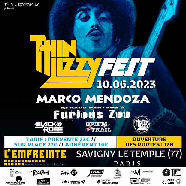Afiche du concert de THINLIZZYFEST à l'Empreinte le 10 juin 2023