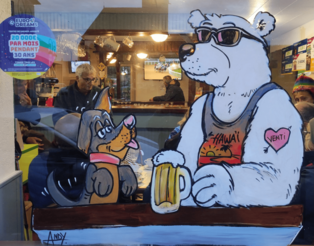Photo d'une vitrine de commercant décoré pour noël