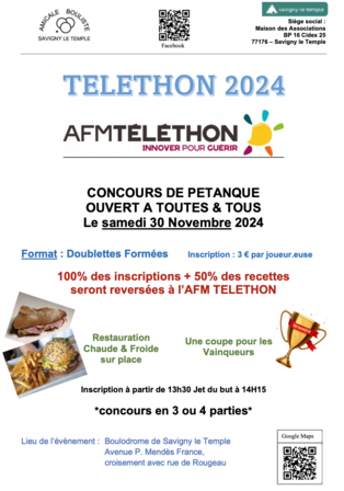Affiche concours de pétanque pour le téléthon